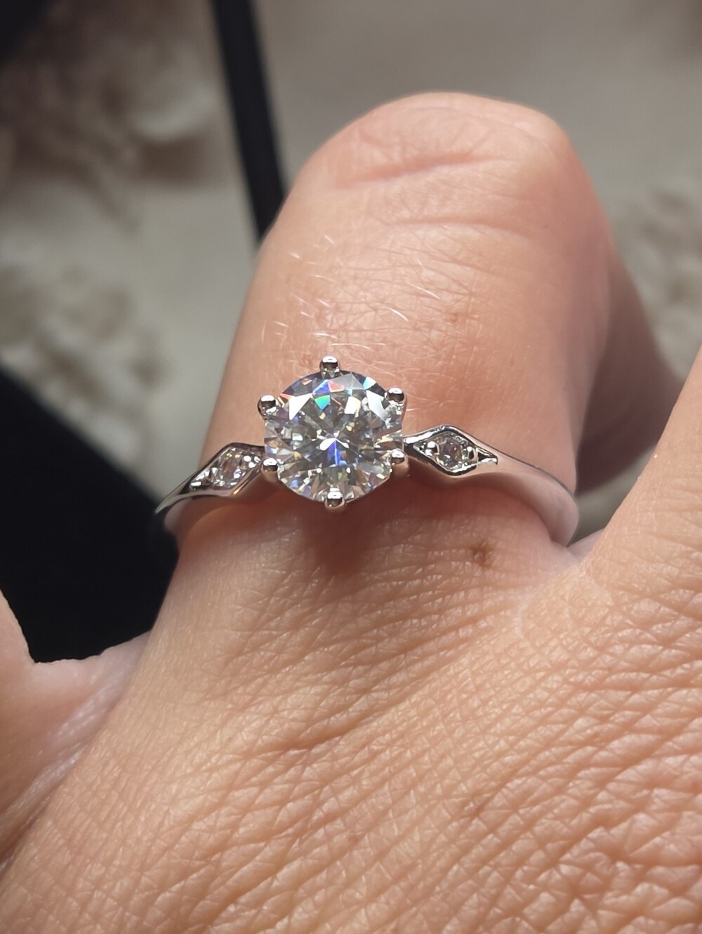 925 Sterling Silver 1 ct Moissanite in Size 8